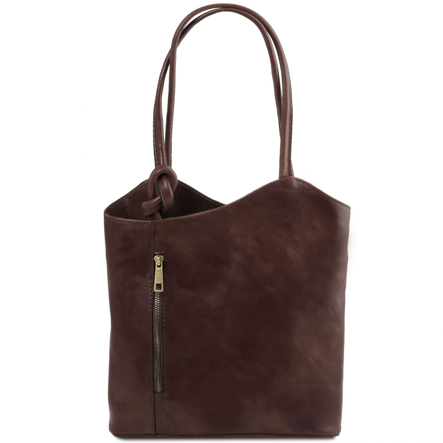 Patty - Sac en cuir convertible en sac à dos - Marron foncé (TL141497)