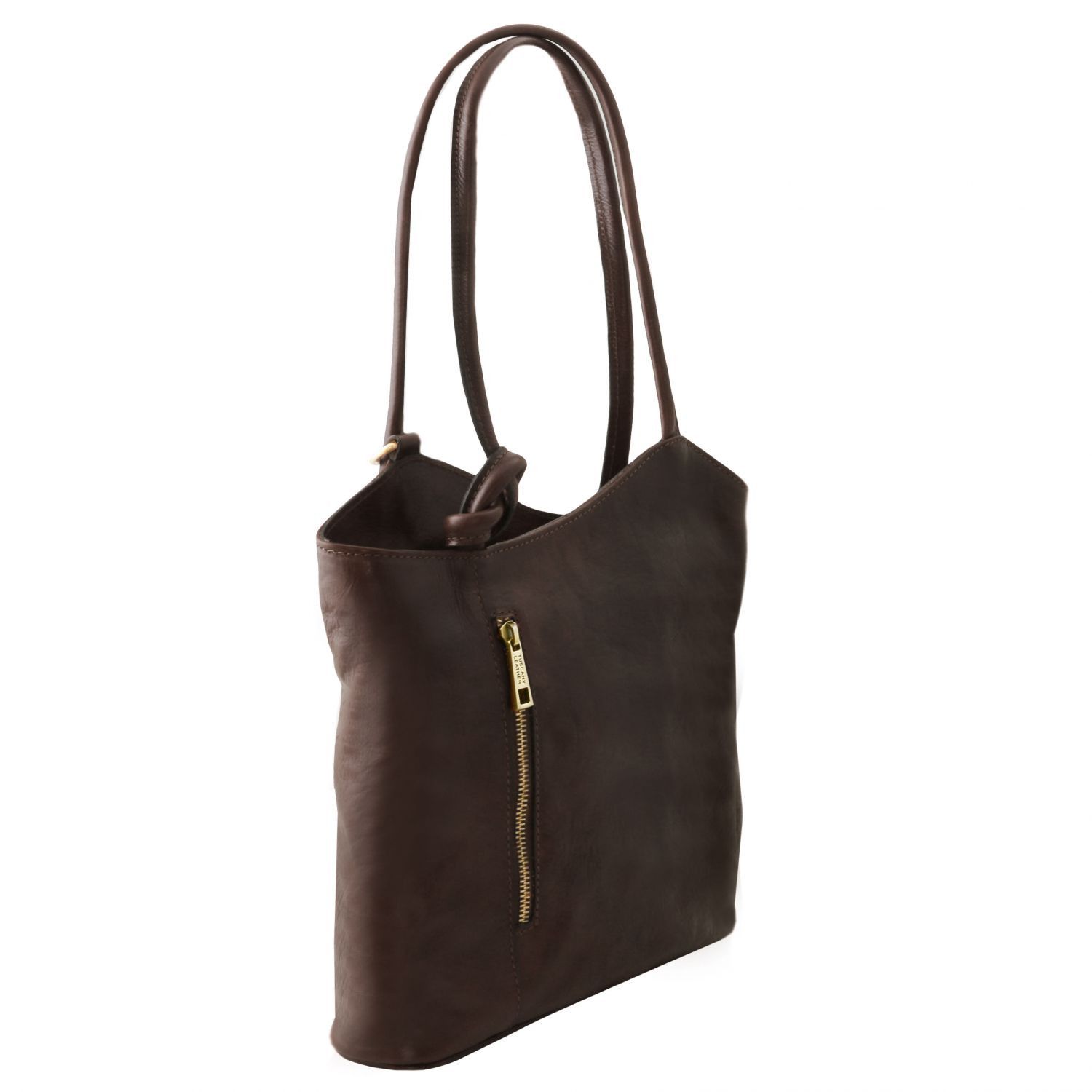 Patty - Sac en cuir convertible en sac à dos - Marron foncé (TL141497)