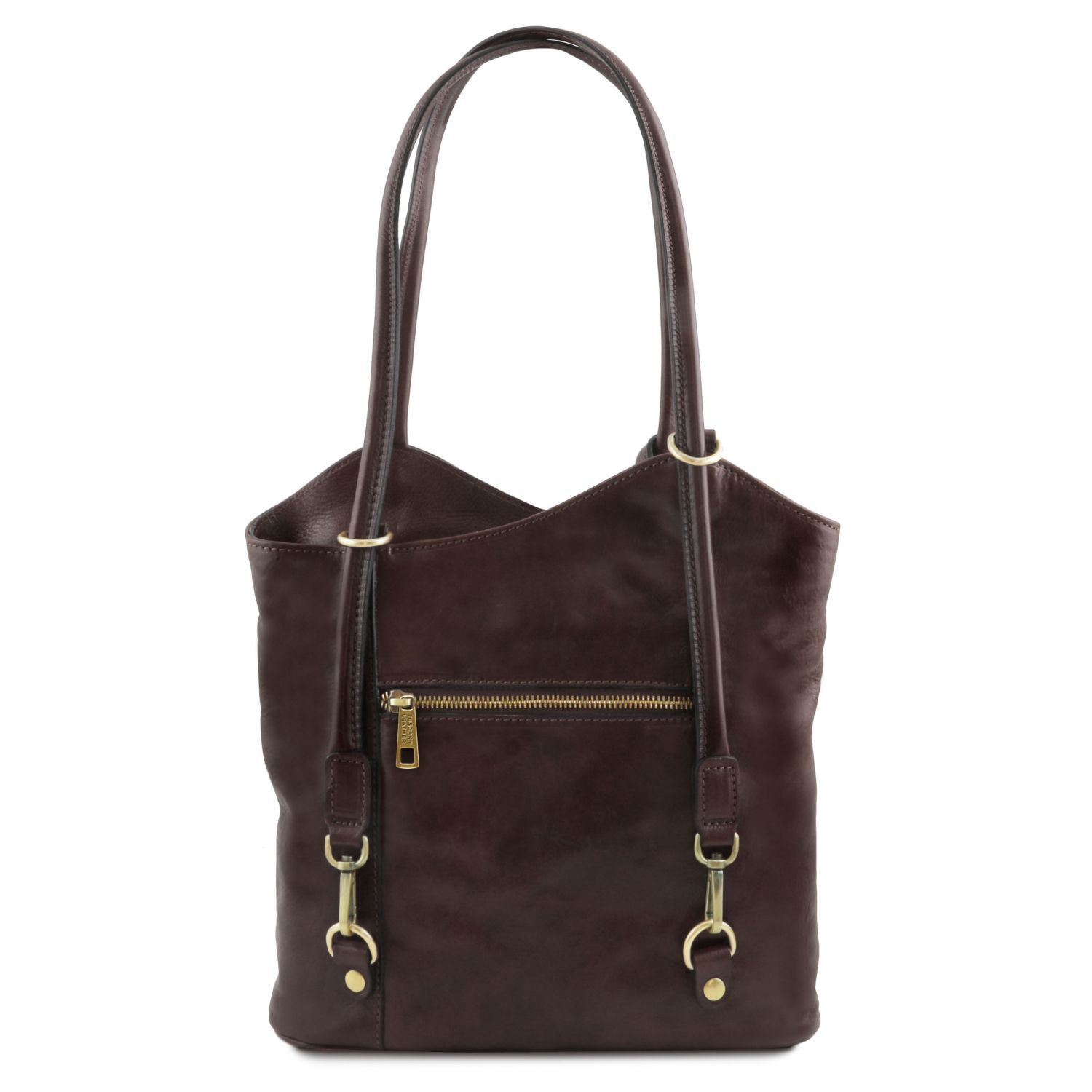 Patty - Sac en cuir convertible en sac à dos - Marron foncé (TL141497)