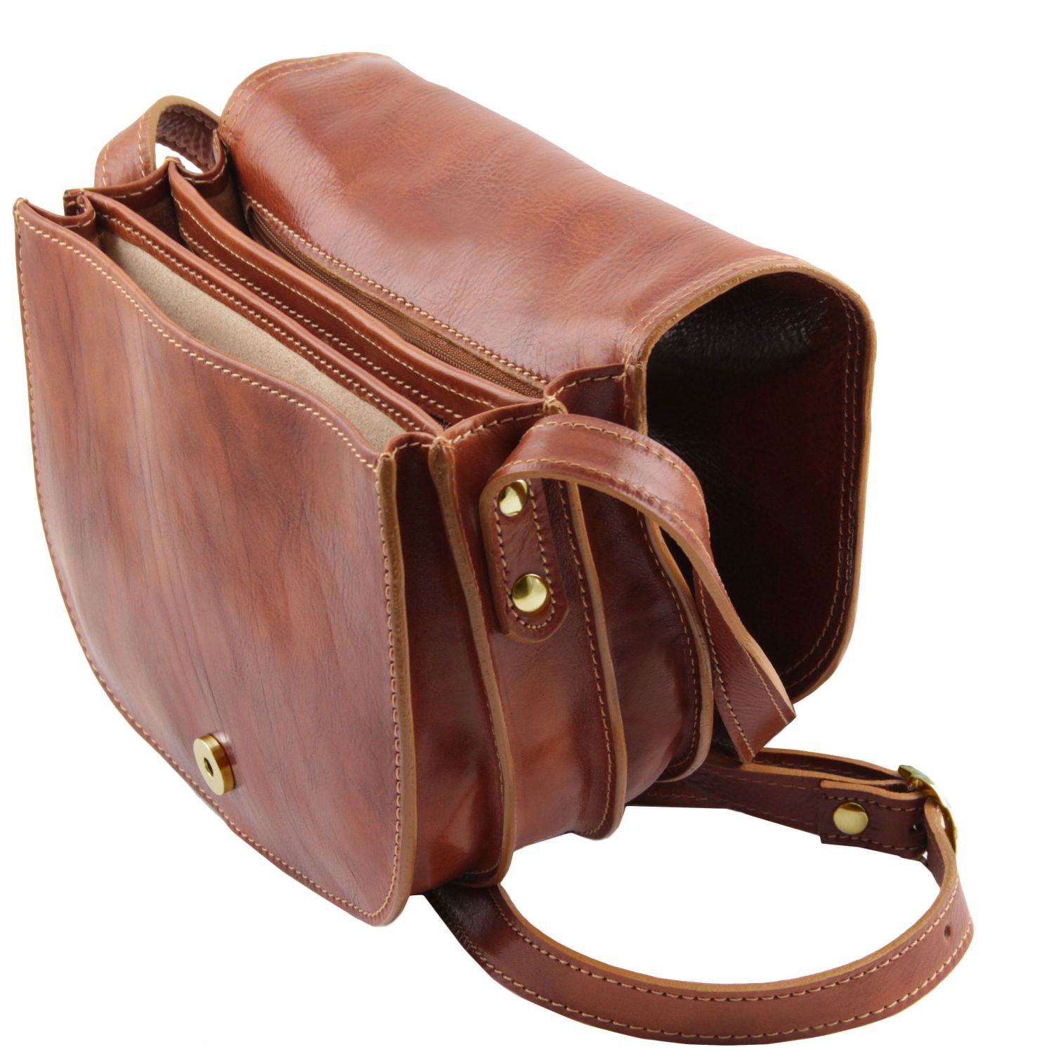 Isabella - Sac bandoulière en cuir - Marron foncé (TL9031)