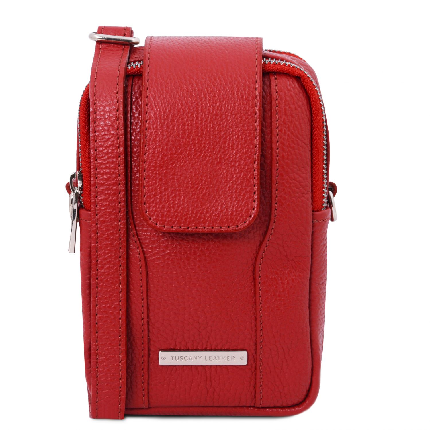 TL Bag - Sac bandoulière pour portable en cuir souple - Rouge Lipstick (TL141698)