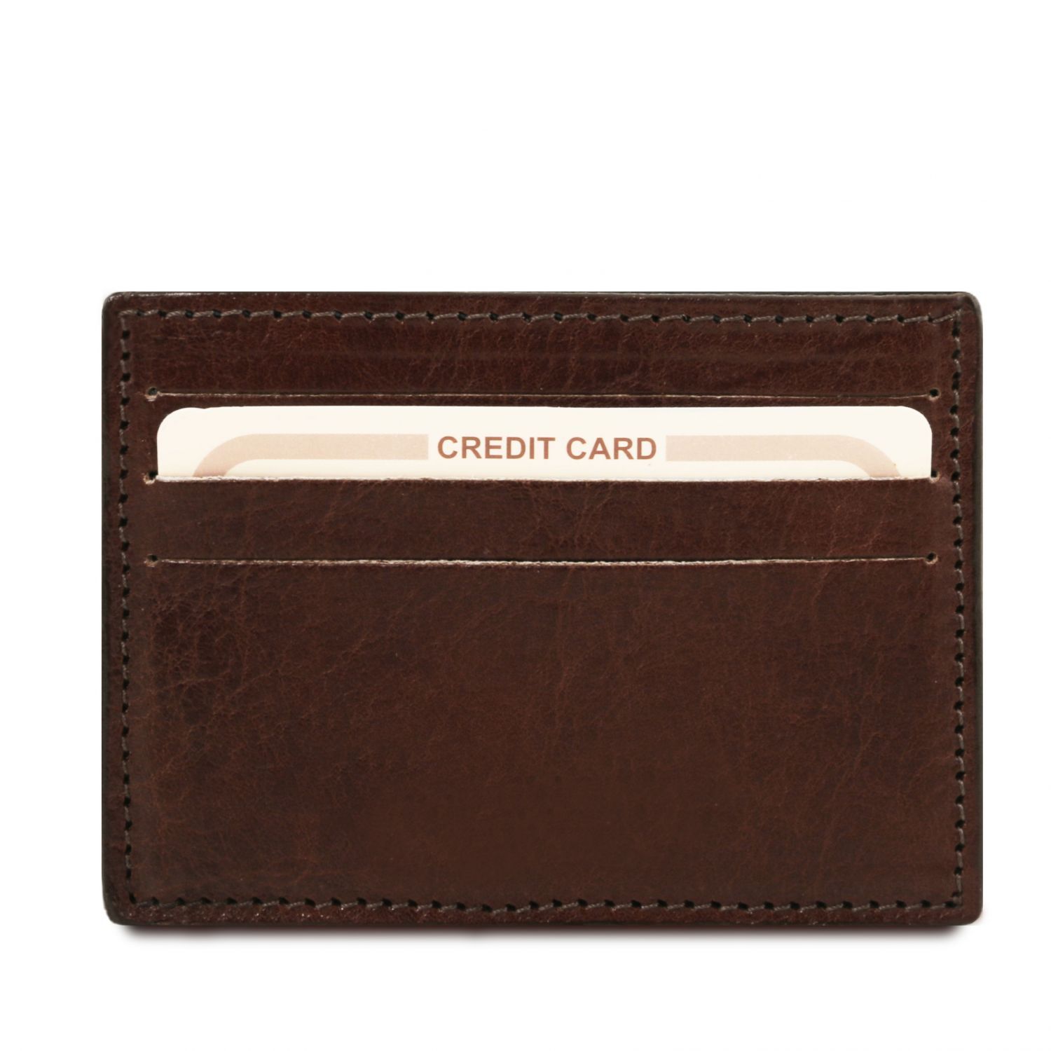 Elégant porte cartes de credit en cuir - Marron foncé (TL141011)