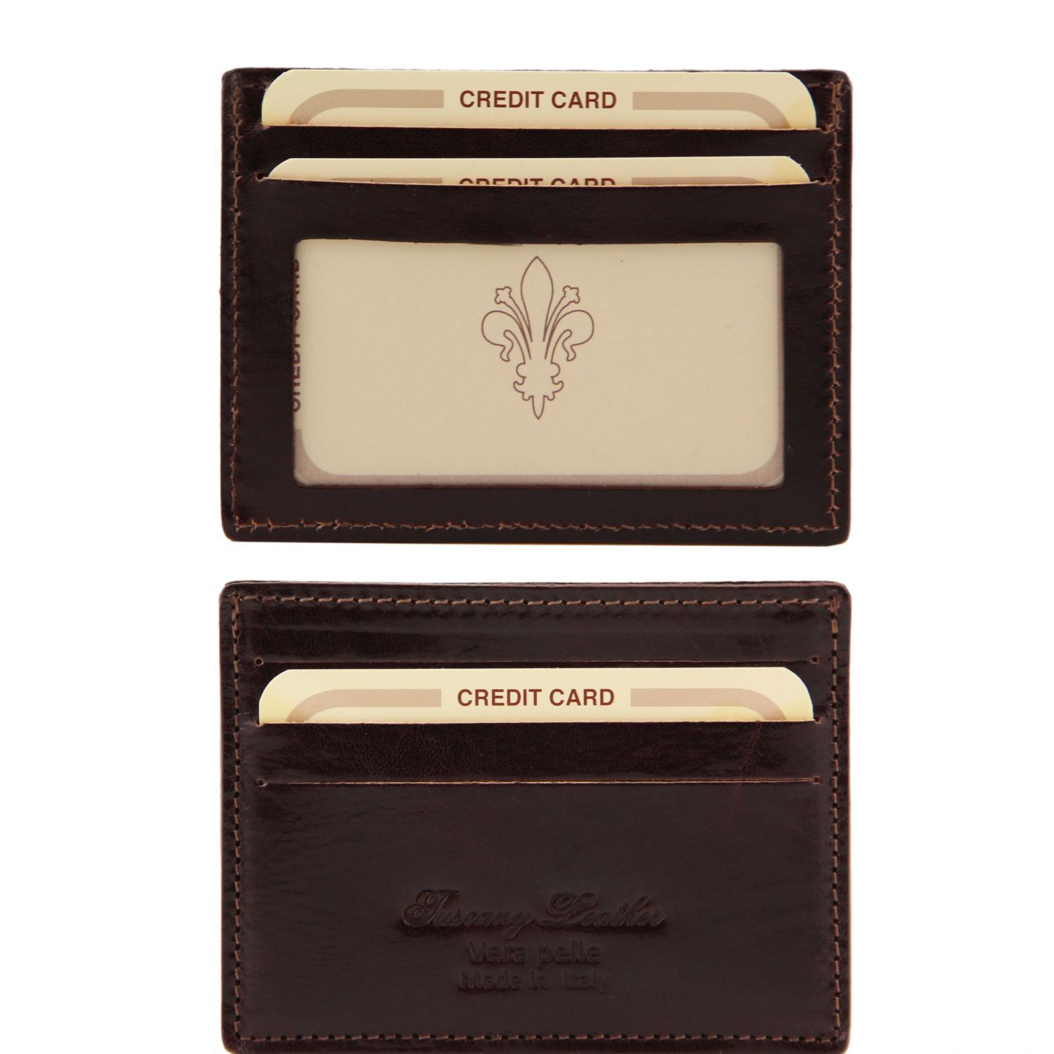 Elégant porte cartes de credit en cuir - Marron foncé (TL140805)