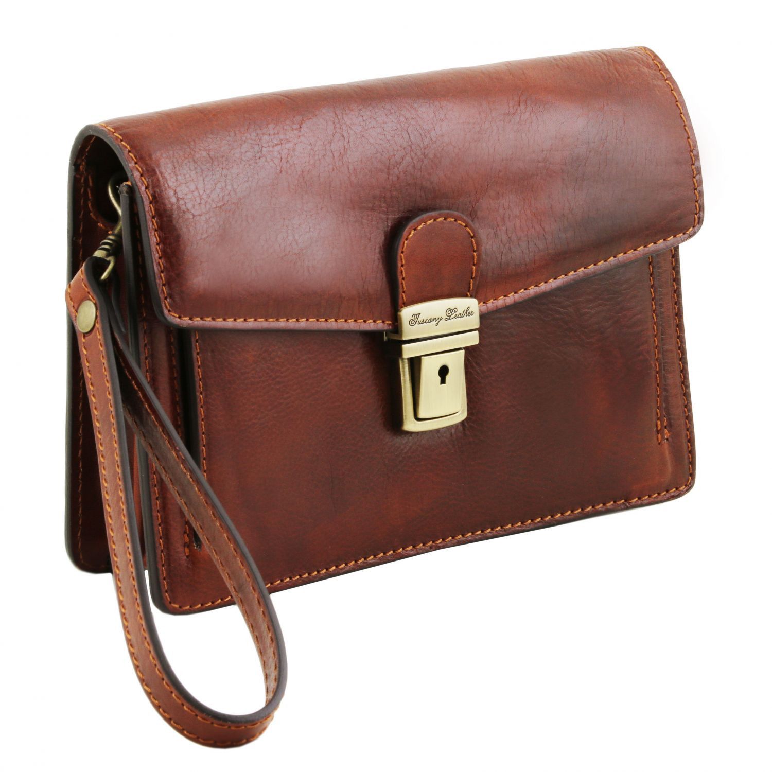 Tommy - Elégante pochette en cuir pour homme - Marron (TL141442)