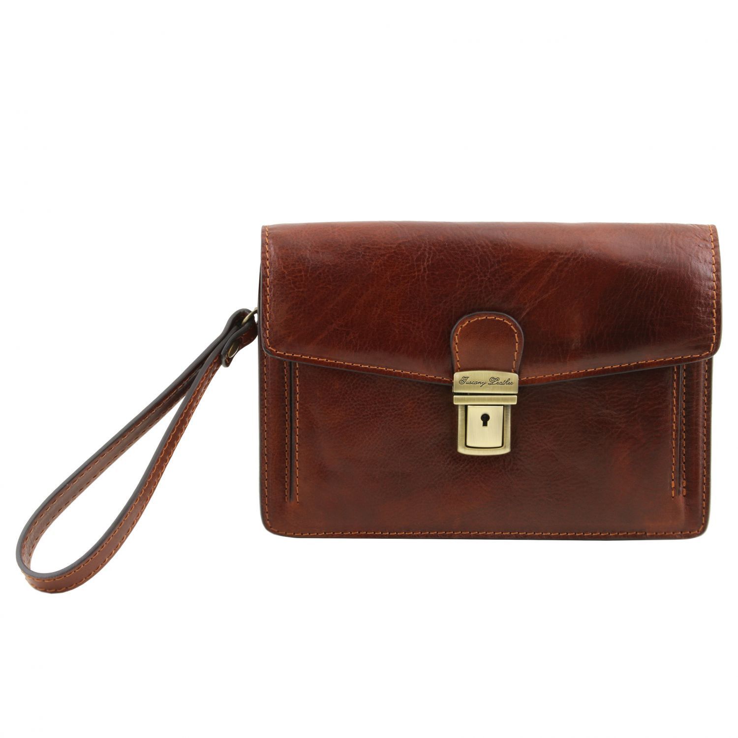 Tommy - Elégante pochette en cuir pour homme - Marron (TL141442)