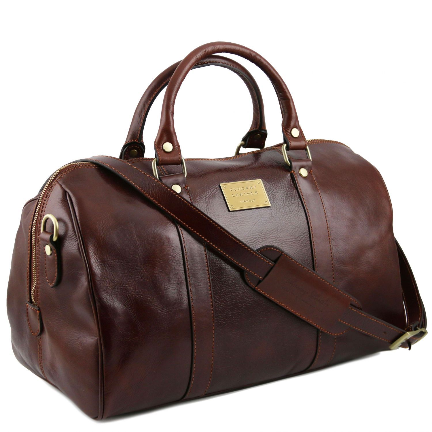 TL Voyager - Sac de voyage en cuir avec poche à l'arrière - Petit modèle - Marron (TL141250)