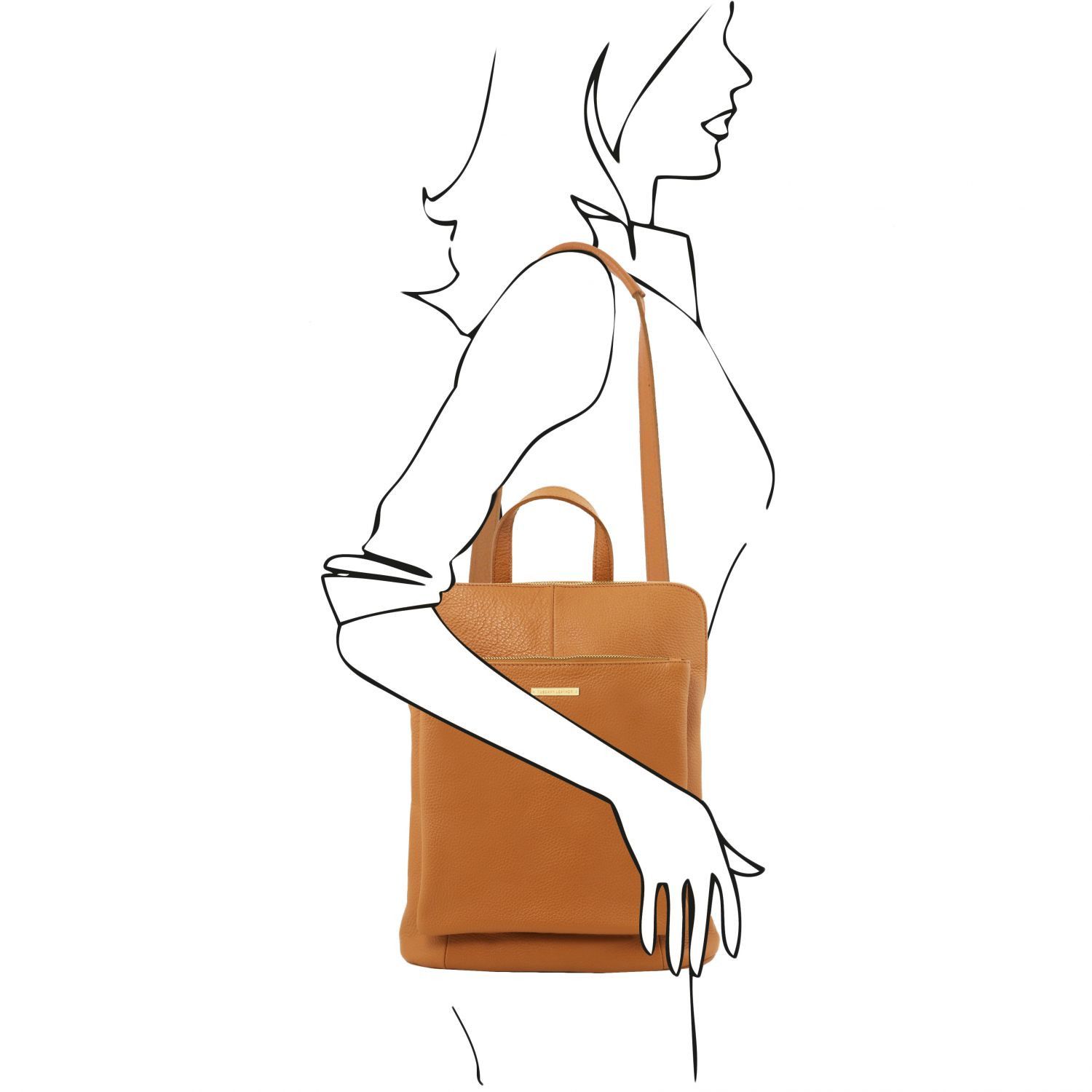 TL Bag - Sac à dos pour femme en cuir souple - Cognac (TL141682)