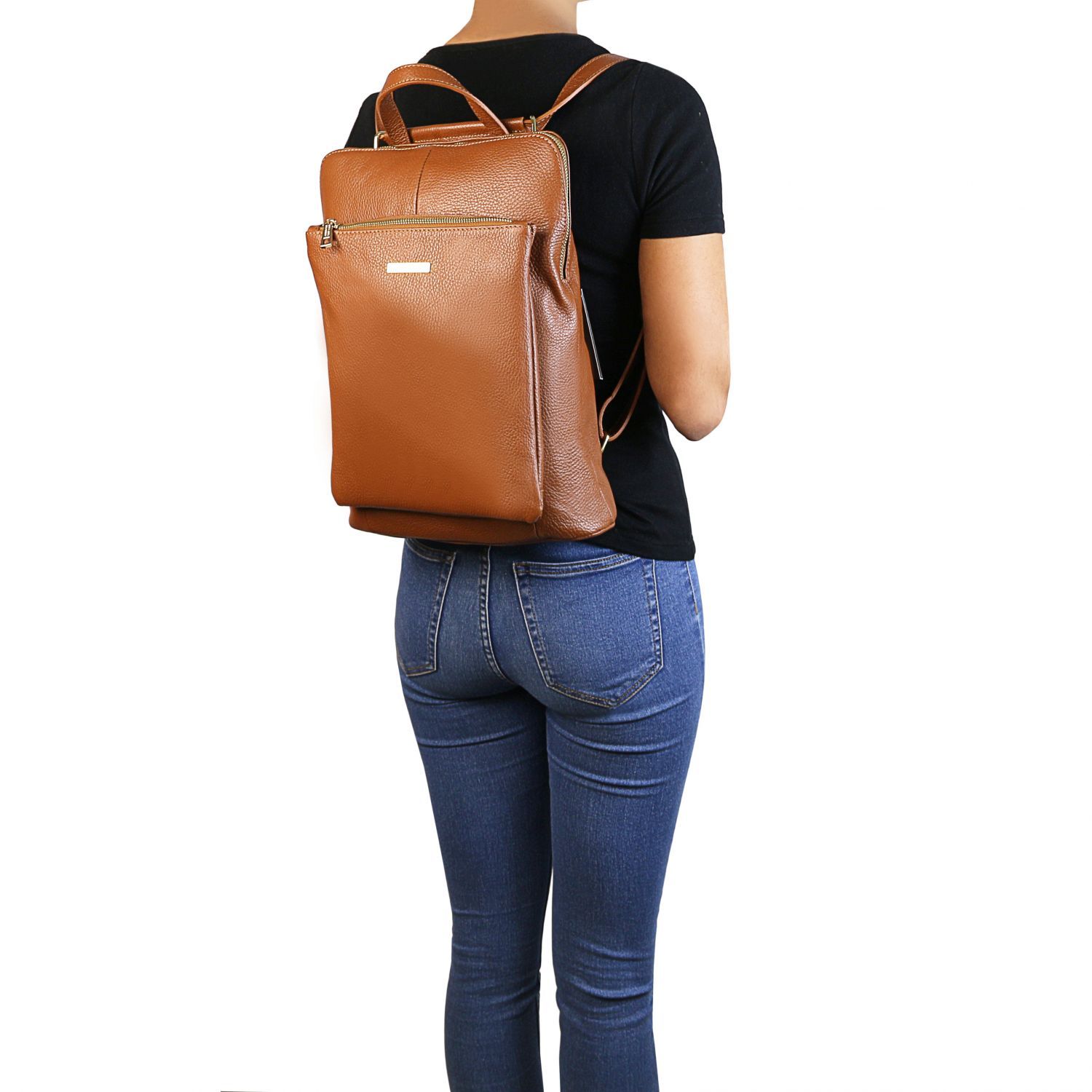 TL Bag - Sac à dos pour femme en cuir souple - Cognac (TL141682)