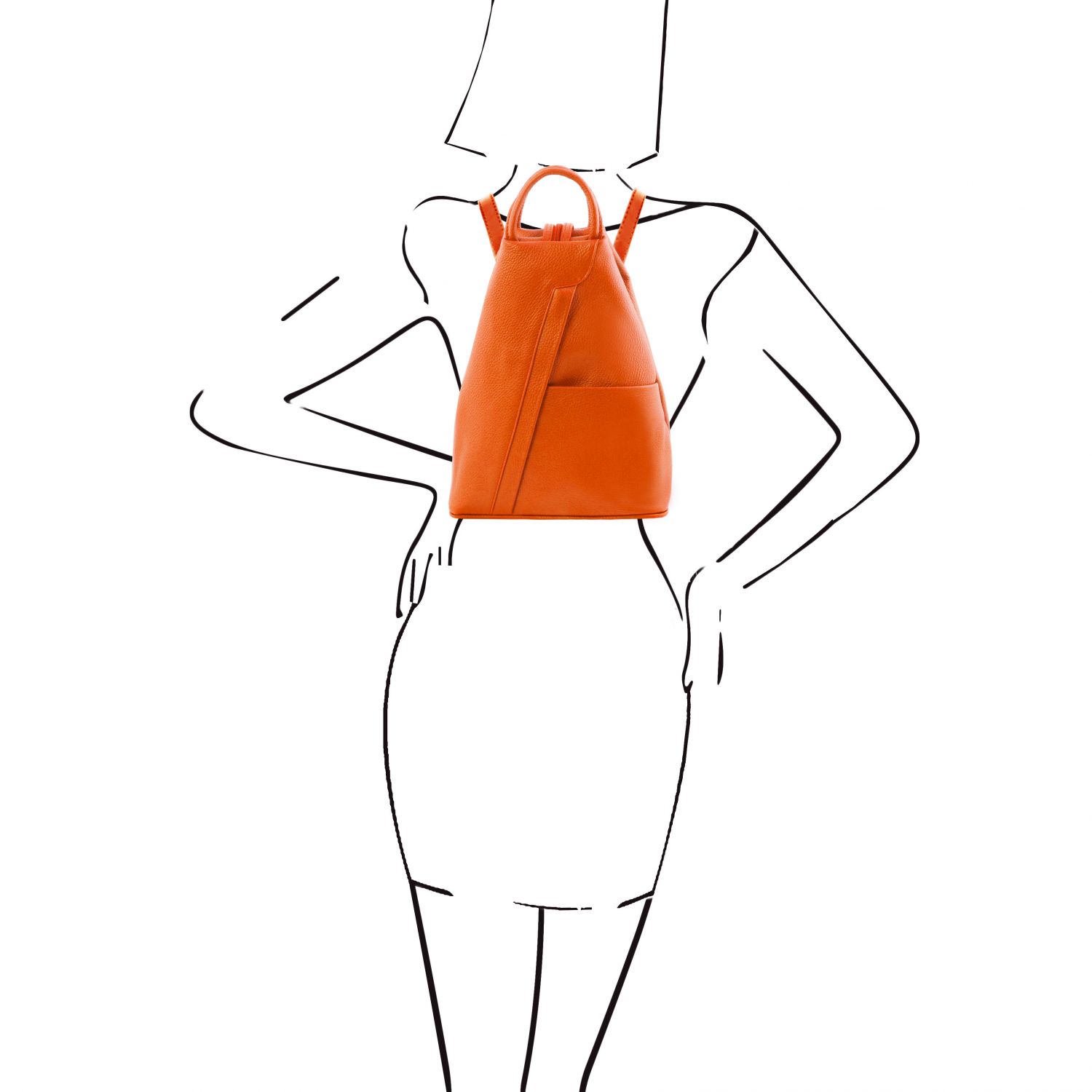 Shanghai - Sac à dos en cuir - Orange (TL141881)