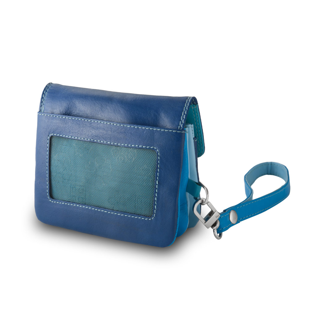 Portefeuille en cuir - Petite Sacoche en cuir - Colorful Collection - Bioko - Bleu