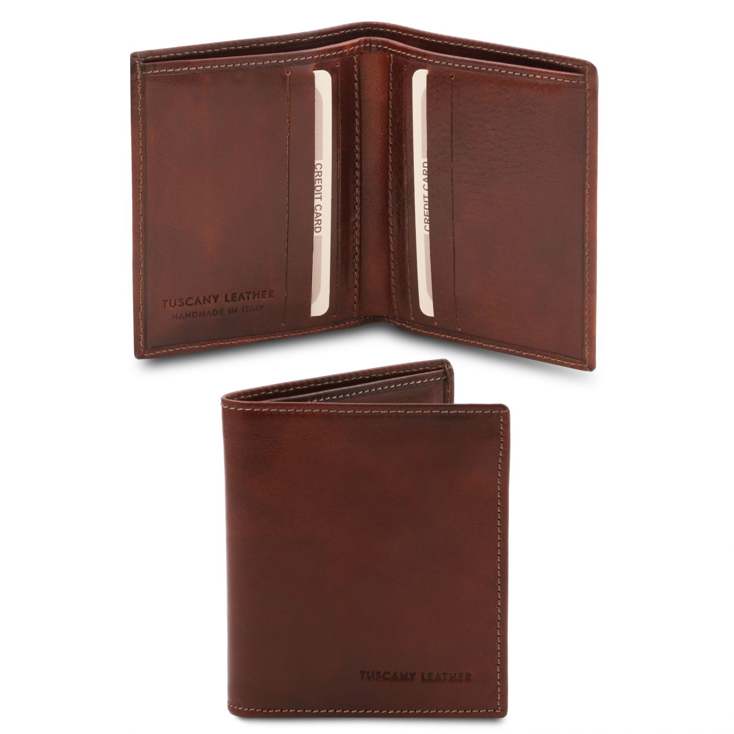 Elégant portefeuille en cuir pour homme 2 volets - Marron (TL142064)