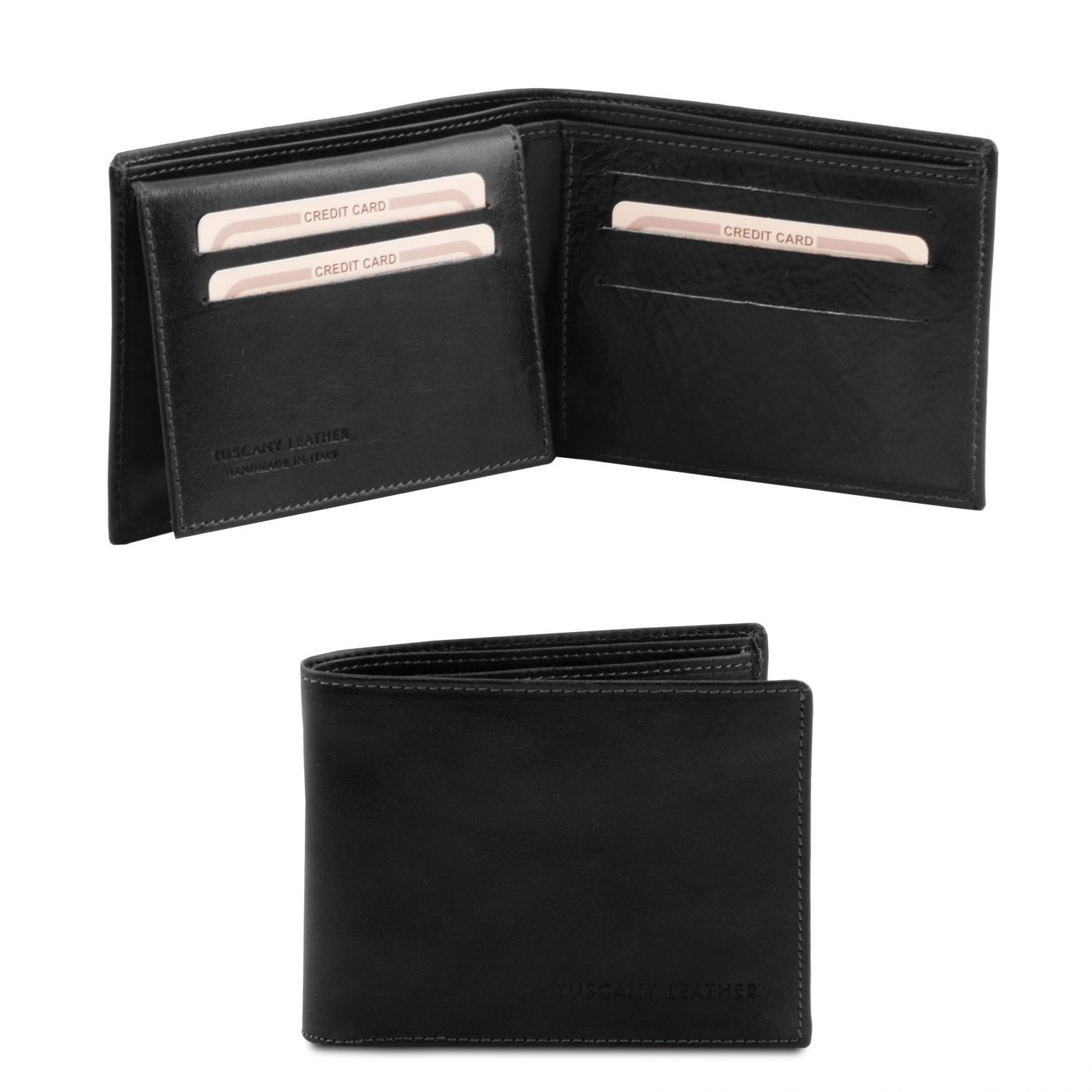 Elégant portefeuille en cuir pour homme 3 volets - Noir (TL140760)