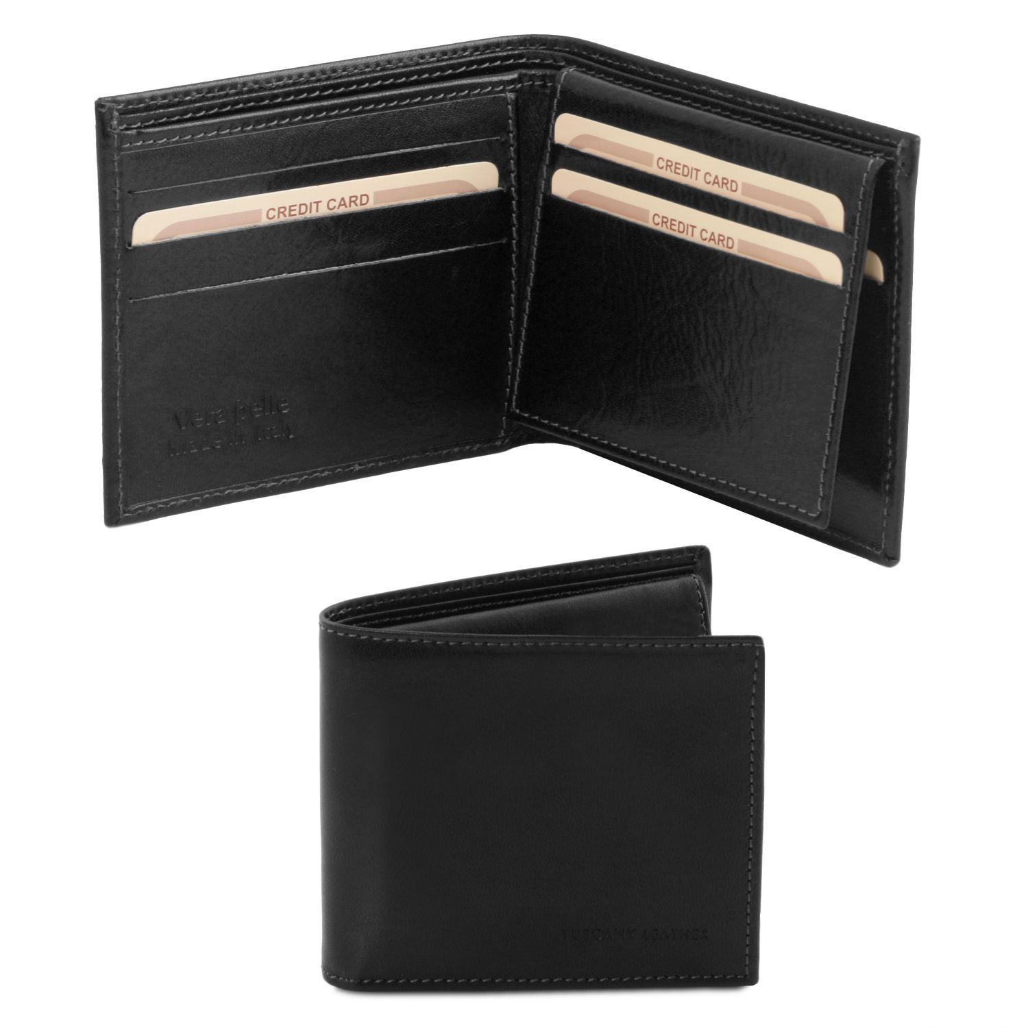 Elégant portefeuille en cuir pour homme 3 volets - Noir (TL141353)