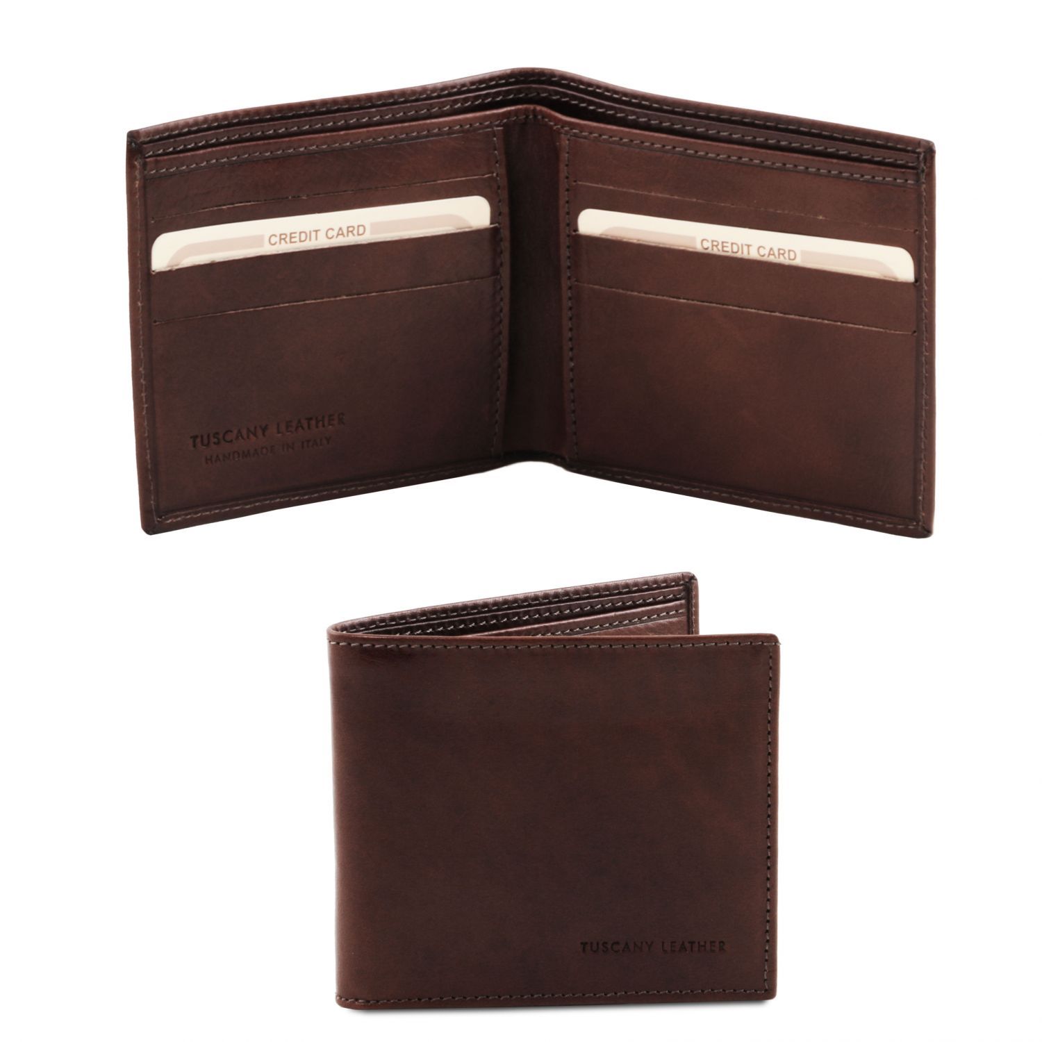 Elégant portefeuille en cuir pour homme 2 volets - Marron foncé (TL140797)