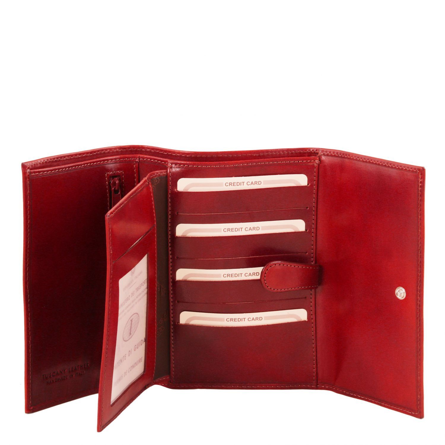Elégant portefeuille en cuir pour femme 4 volets - Rouge (TL140796)