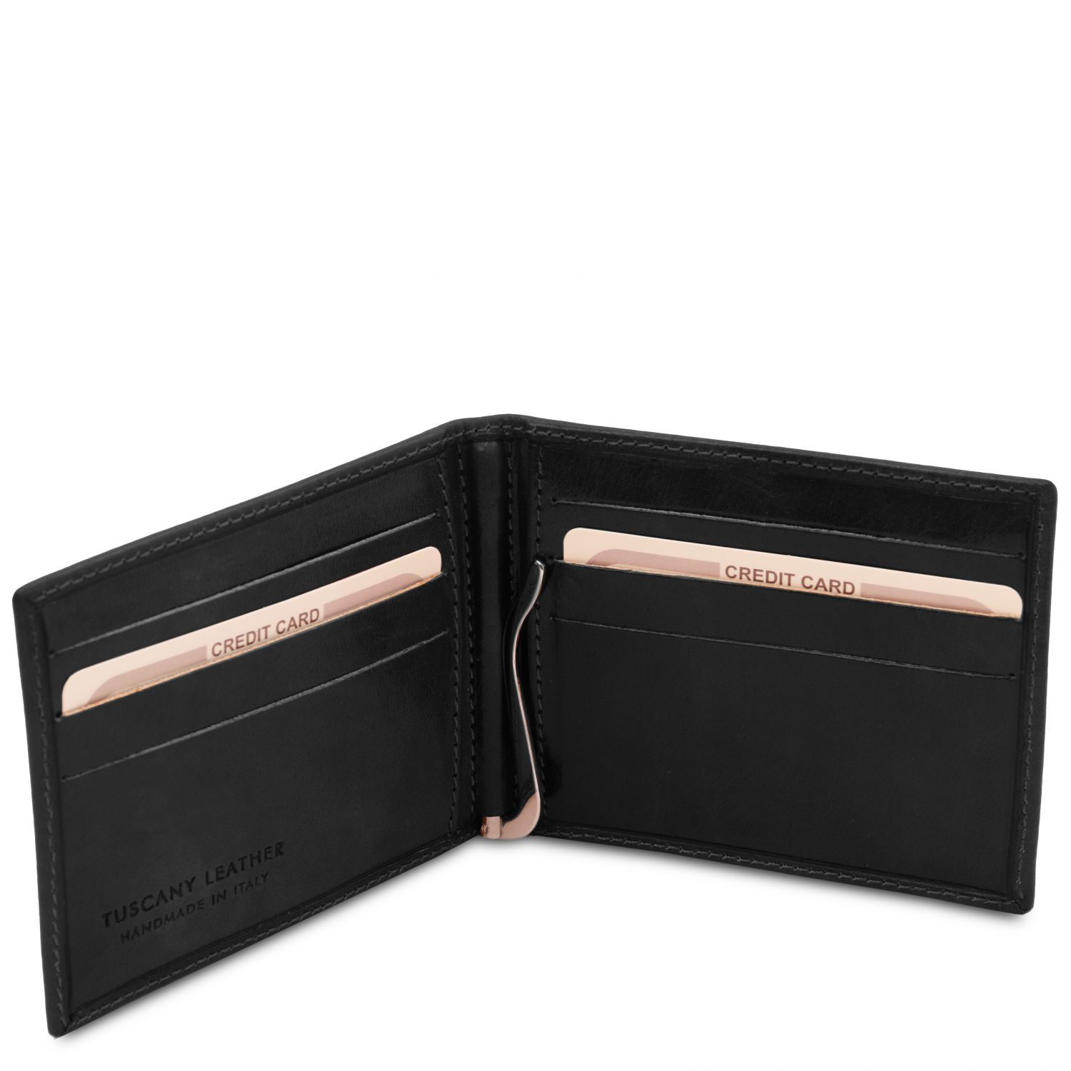 Elégant porte cartes en cuir avec pince à billets - Noir (TL142055)