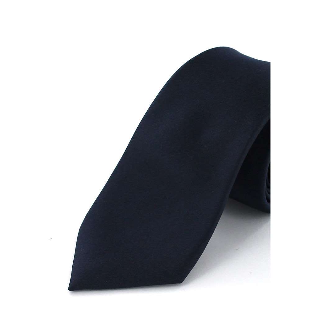 Cravate en soie lisse bleu marine - Homme