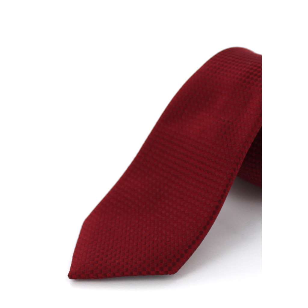 Cravate en soie rouge foncé à damiers losanges - Homme