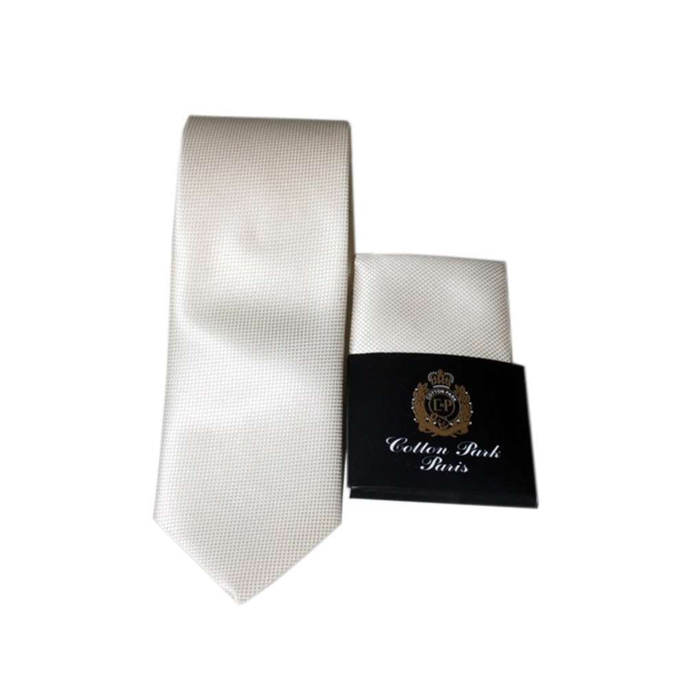 Cravate et pochette microfibre blanche - Homme