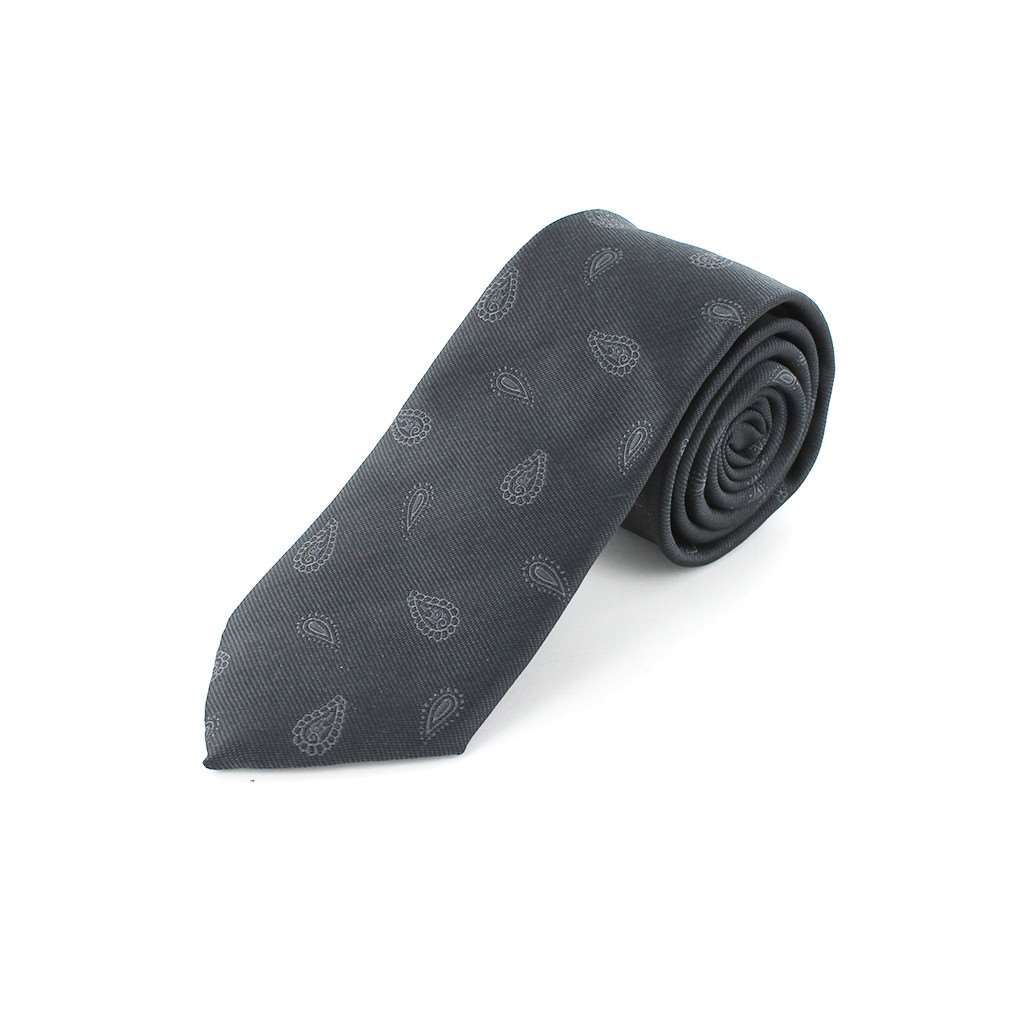 Cravate microfibre noire motifs cachemire - Homme