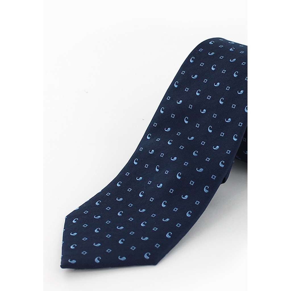 Cravate soie marine petits motifs bleu ciel - Homme