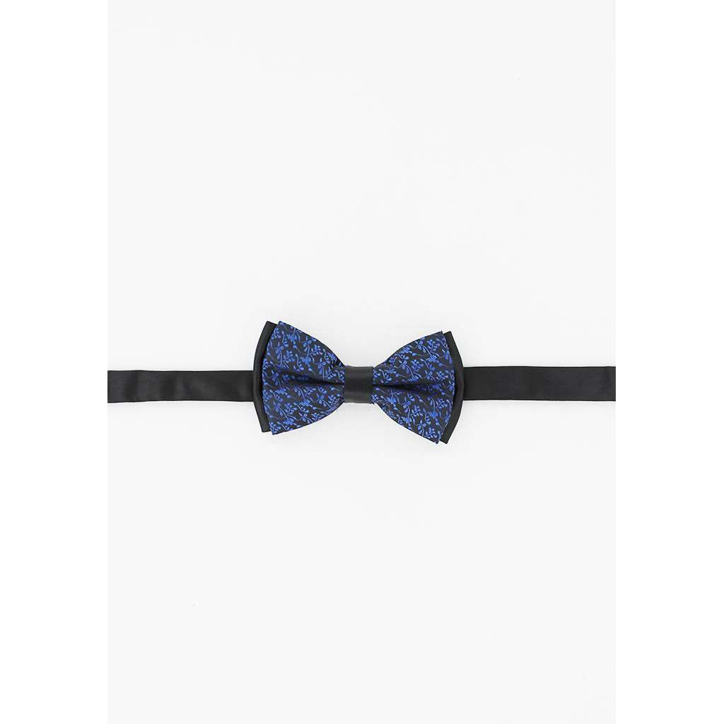 Noeud papillon noir motifs bleu royal - Homme