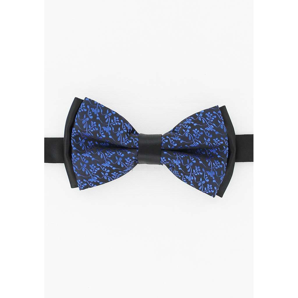 Noeud papillon noir motifs bleu royal - Homme