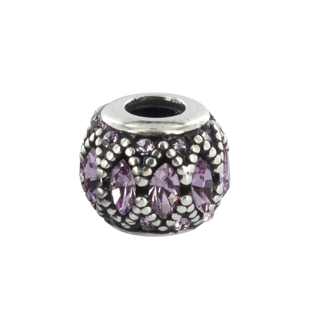 Perle cristal de Swarovski rose et argent 925/1000 rhodié  