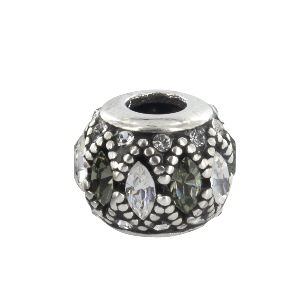 Perle cristal de Swarovski blanc gris et argent 925/1000 rhodié  