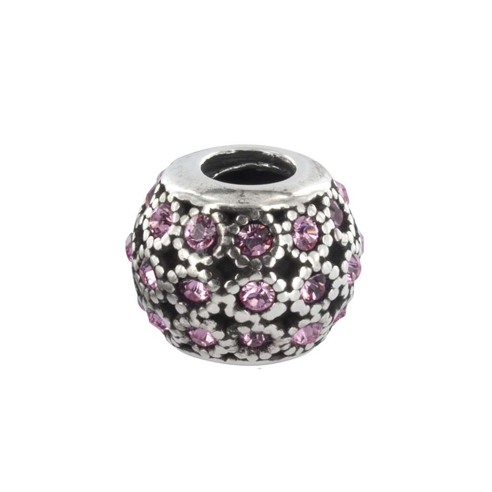 Perle cristal de Swarovski rose et argent 925/1000 rhodié  