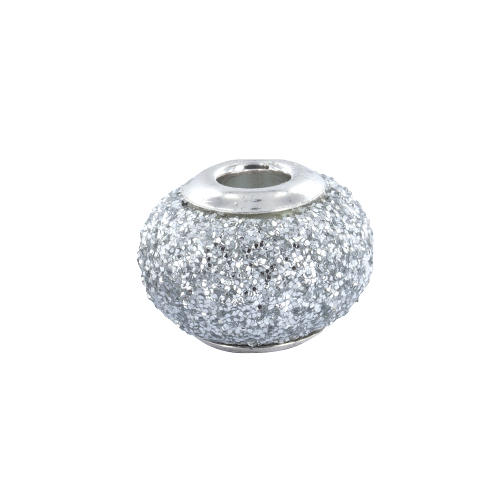 Perle cristaux de Swarovski gris et argent 925/1000 rhodié  