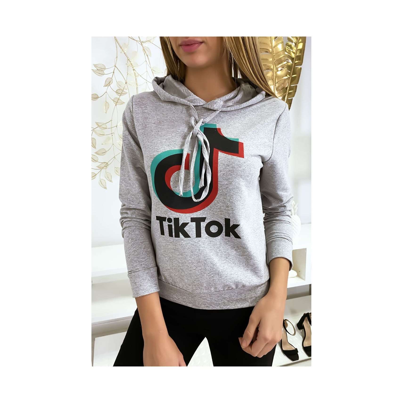 Pull sweat gris logo Tik Tok (K-6/1-18357-gris)