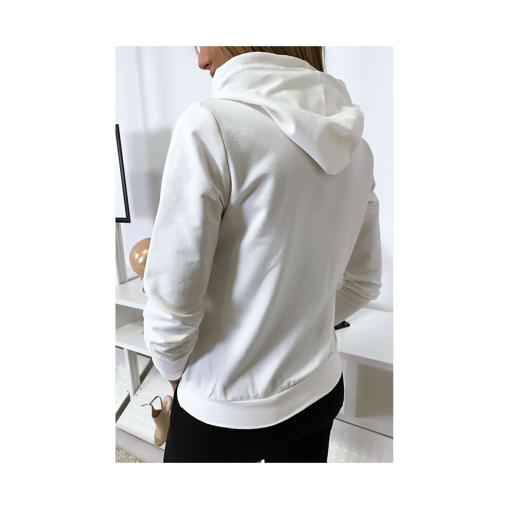 Pull sweat blanc logo Tik Tok (K-6/1-18357-blanc)