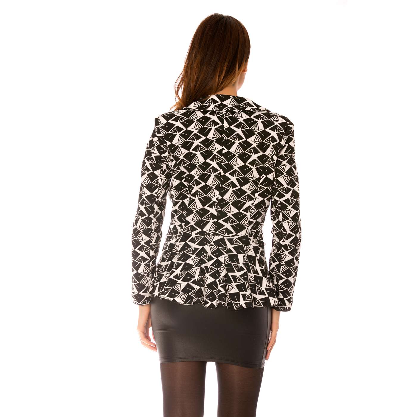 Veste fashion doublé, noir et blanc avec motif et crochet