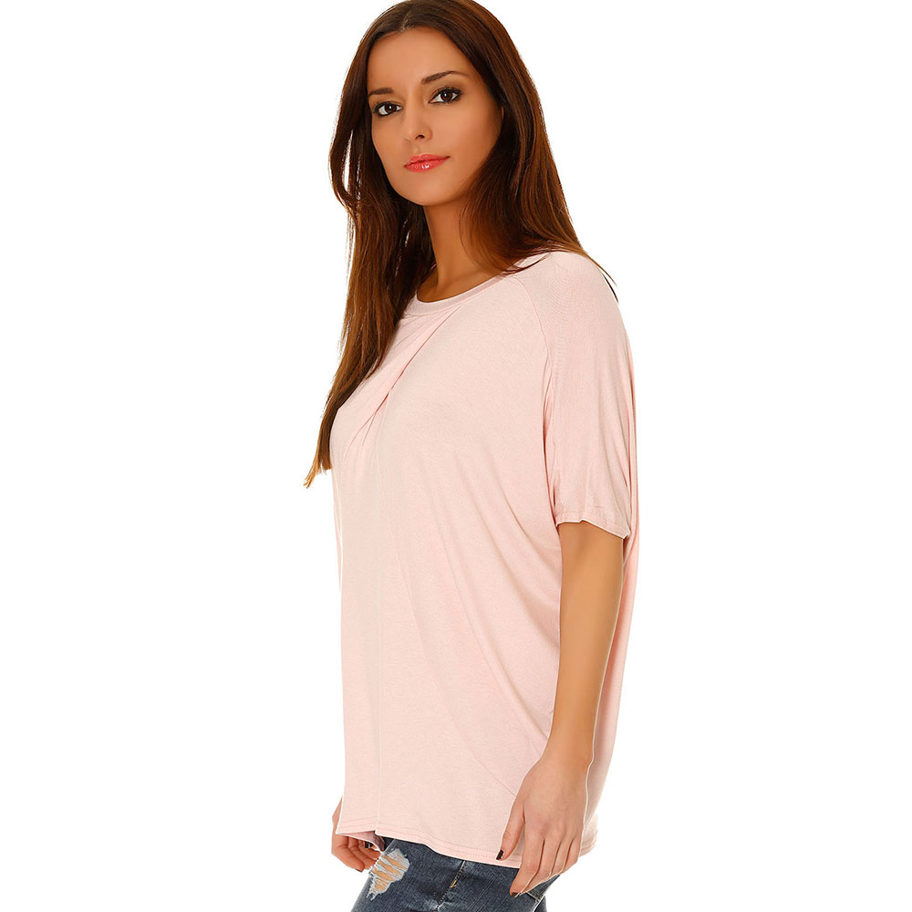 Tshirt rose avec un revers sur le devant