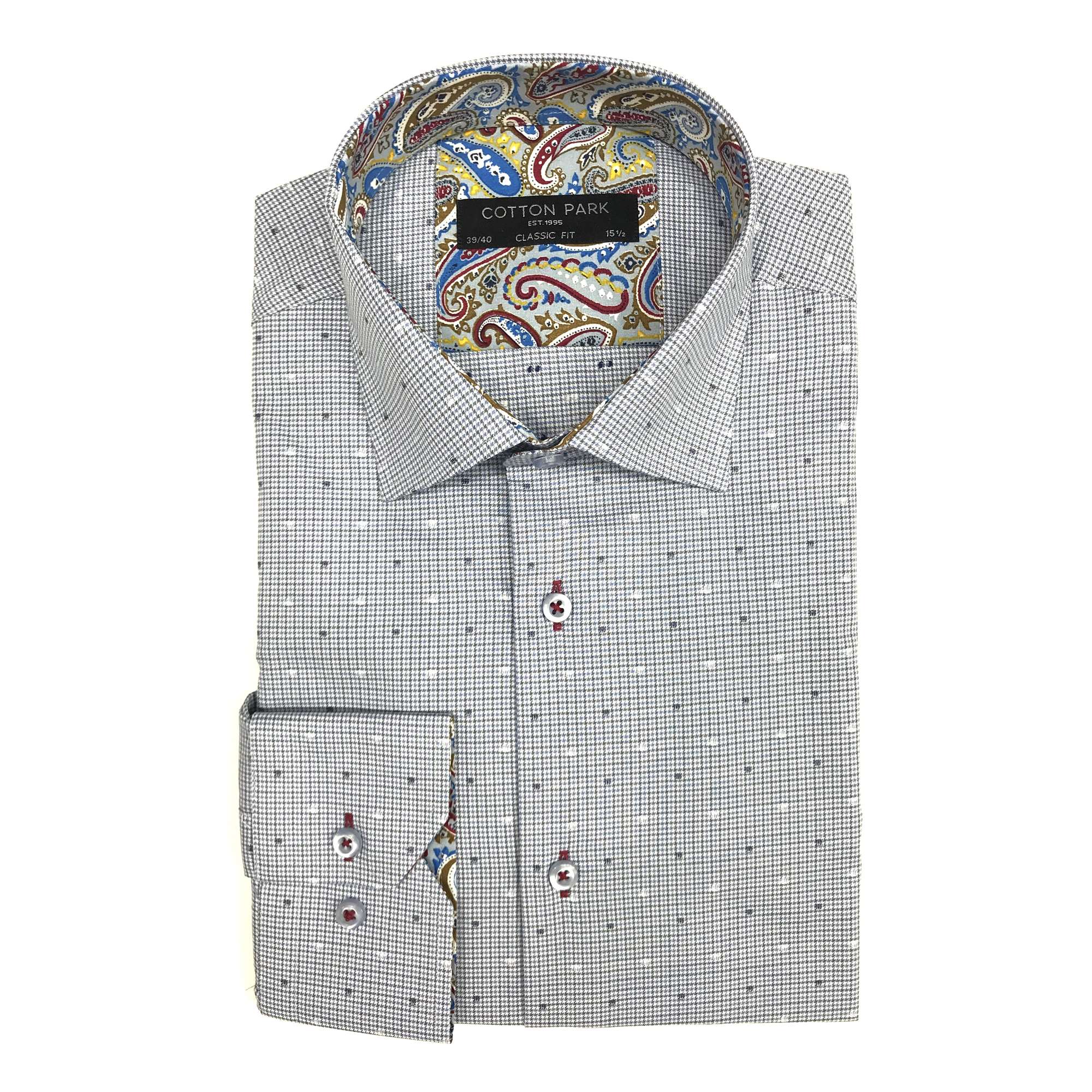 Chemise classique petits carreaux bleu gris - Homme