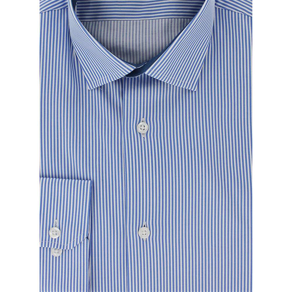 Chemise cintrée blanche à rayures bleu lavande - Homme