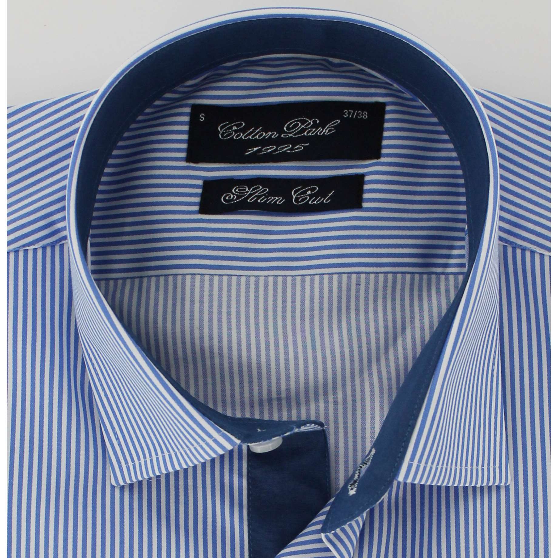 Chemise cintrée blanche à rayures bleu lavande - Homme