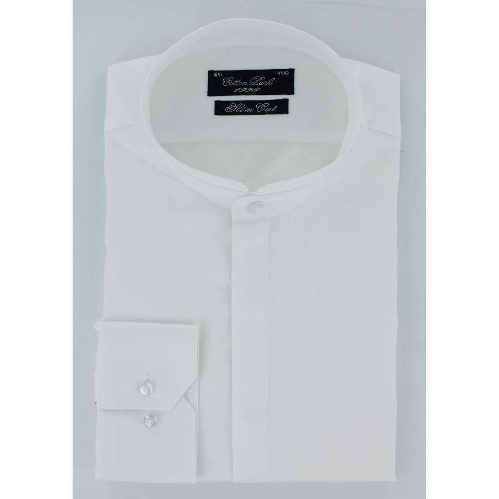 Chemise cintrée col Mao blanche - Homme