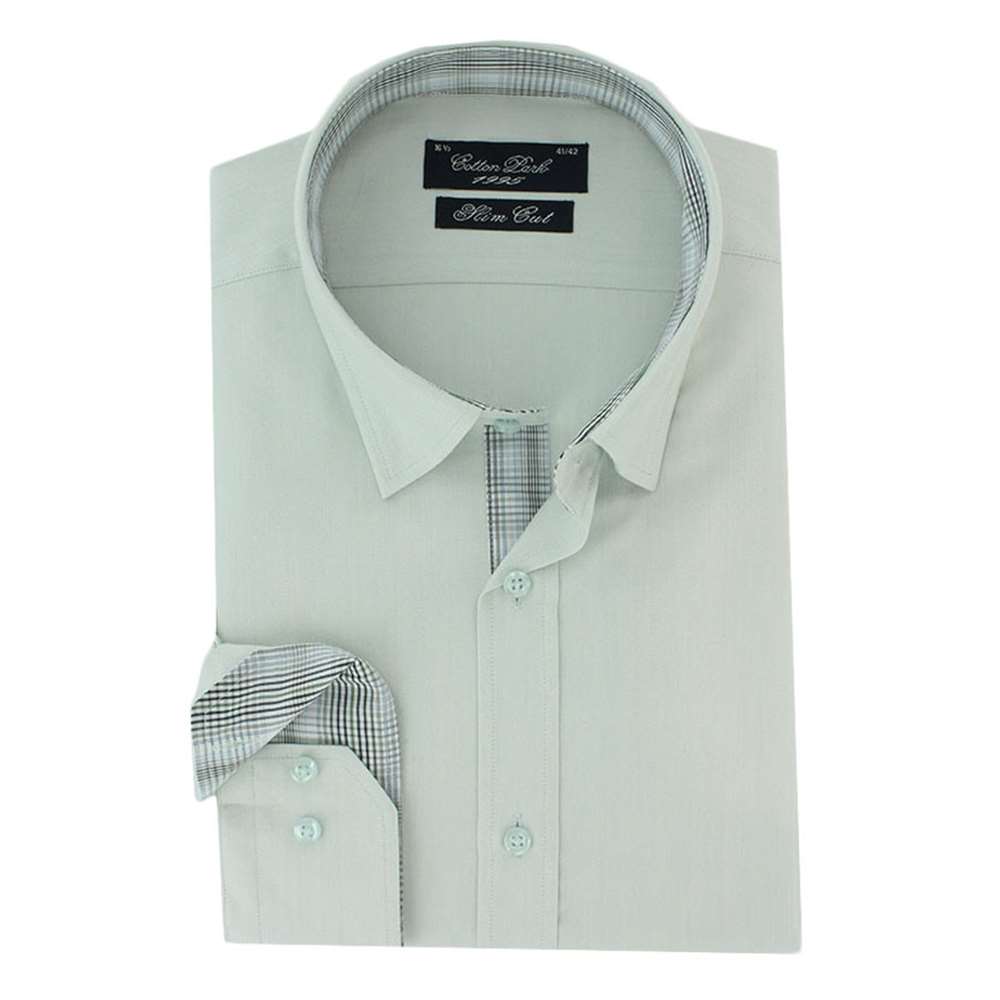 Chemise cintrée coton et cachemire grise - Homme