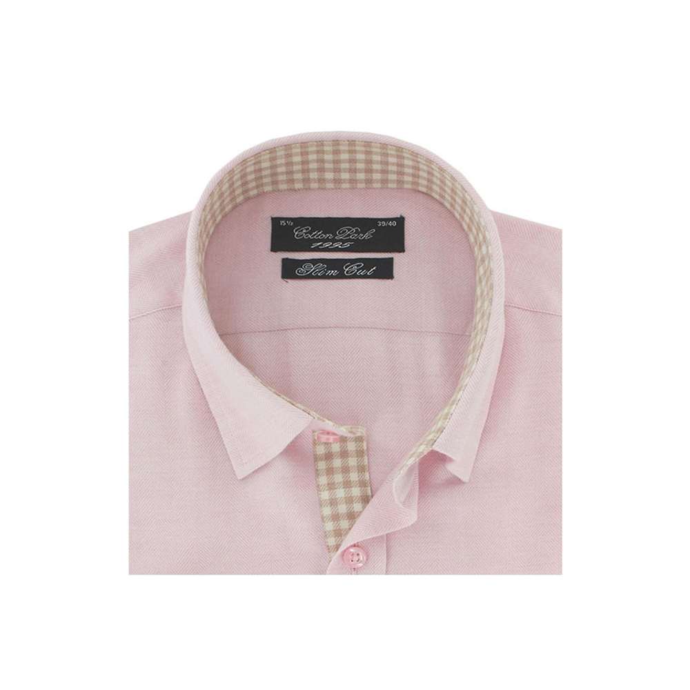 Chemise cintrée coton et cachemire rose - Homme