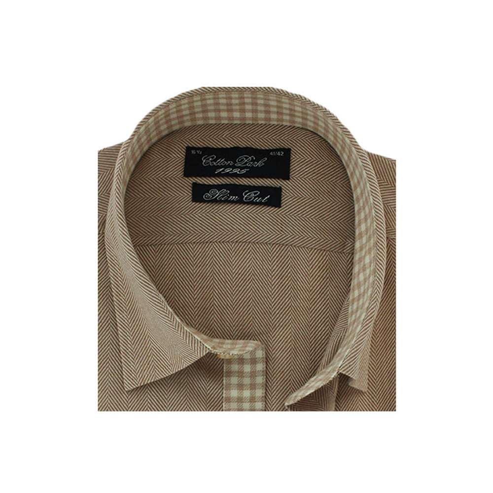 Chemise cintrée en coton et cachemire camel - Homme