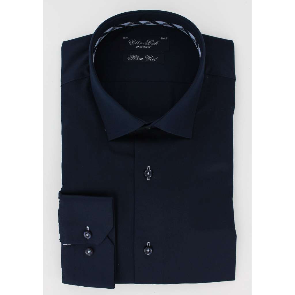 Chemise cintrée marine petite opposition carreaux - Homme