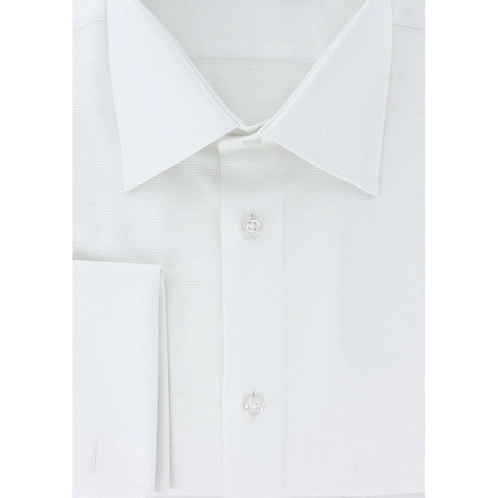 Chemise classique natte blanche poignets mousquetaires - Homme