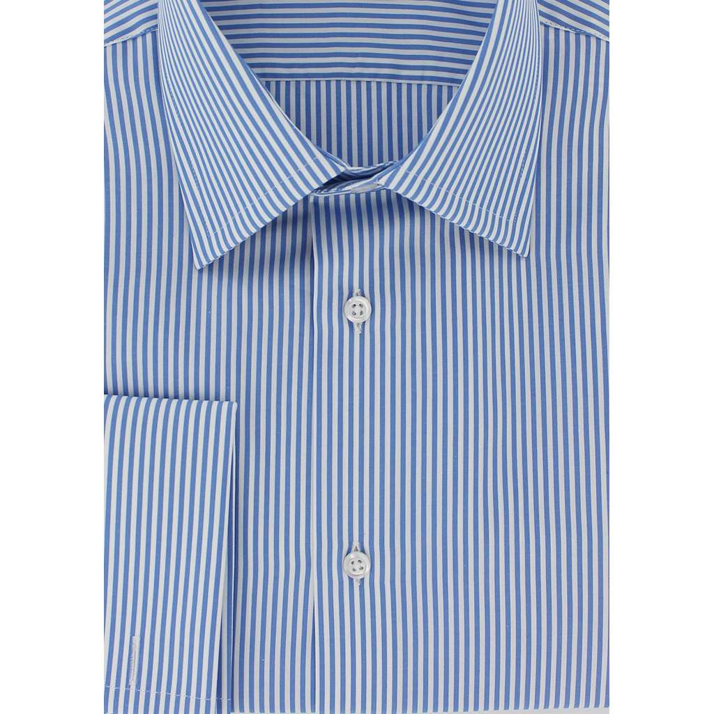 Chemise classique rayures ciel poignets mousquetaires - Homme