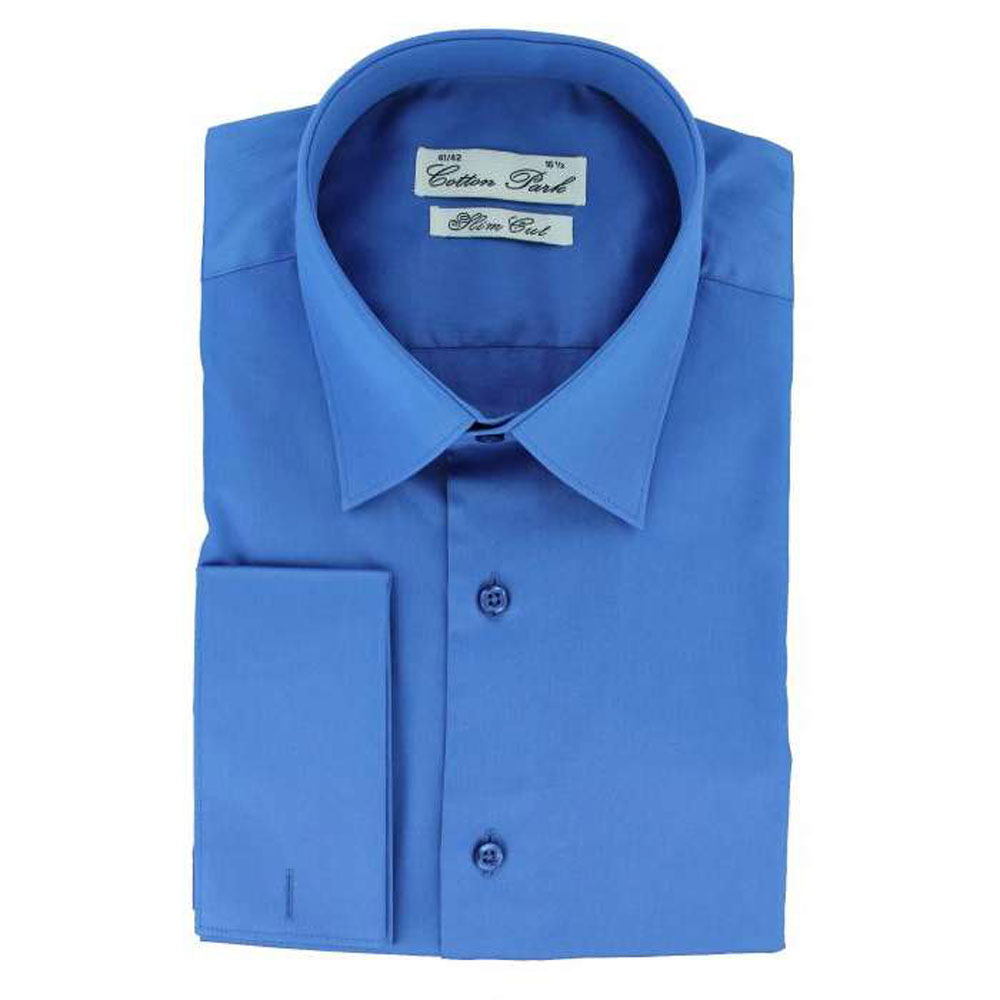 Chemise cintrée poignets mousquetaires - Bleue - Homme